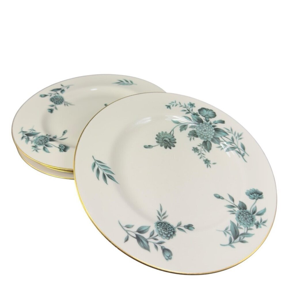 Pickard Fine Porcelain Diana Dish Plate 8in Plates Dishes‎ USA Green Ivory Set 4